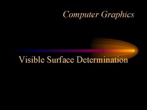 Computer Graphics Visible Surface Determination Goal of Visible