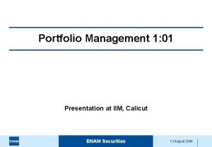 Enam securities portfolio