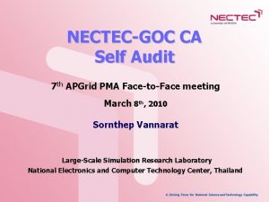 NECTECGOC CA Self Audit 7 th APGrid PMA