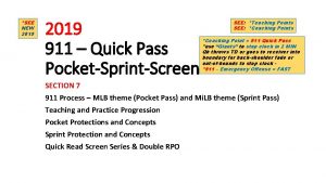 SEE NEW 2019 911 Quick Pass PocketSprintScreen SEE