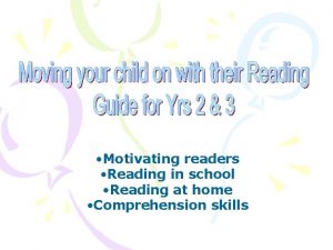 Motivating readers Reading in school Reading at home