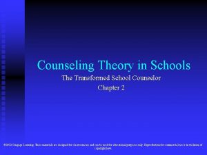 Counseling Theory in Schools The Transformed School Counselor