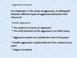 Aggression in sport It is important in the