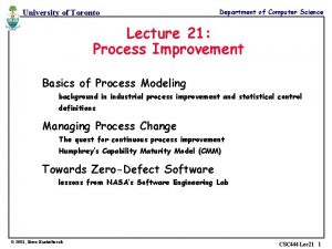 University of Toronto Department of Computer Science Lecture