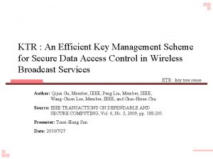 KTR An Efficient Key Management Scheme for Secure