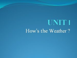 UNIT I Hows the Weather Listen your teacher