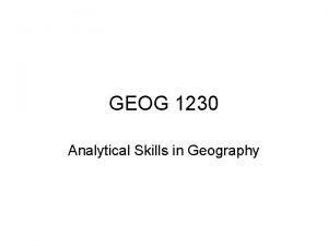 GEOG 1230 Analytical Skills in Geography Lecture Structure