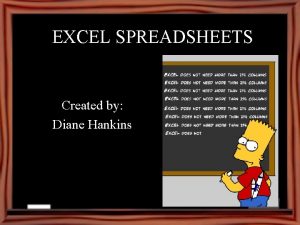 EXCEL SPREADSHEETS Created by Diane Hankins What is