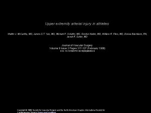 Upper extremity arterial injury in athletes Walter J