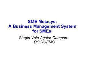 SME Metasys A Business Management System for SMEs