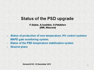 Status of the PSD upgrade F Guber A