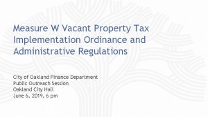 Oakland vacant property tax