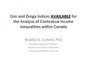 Gini and Zenga Indices AVAILABLE for the Analysis