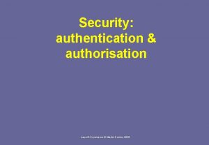 Security authentication authorisation Java ECommerce Martin Cooke 2003