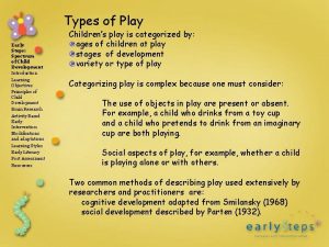Types of Play Early Steps Spectrum of Child