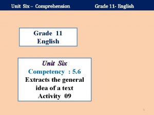Unit Six Comprehension Grade 11 English Grade 11