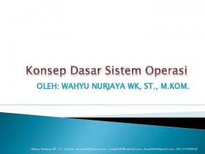 Konsep Dasar Sistem Operasi OLEH WAHYU NURJAYA WK