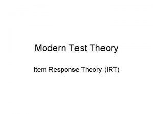 Modern test theory