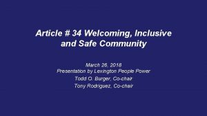 Article 34 Welcoming Inclusive and Safe Community March