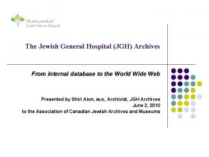 Jewish general hospital archives