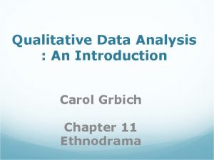 Qualitative Data Analysis An Introduction Carol Grbich Chapter
