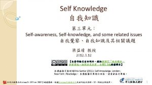 SelfawarenessSelfknowledge The problems of selfawareness How reference to