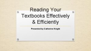 Reading effectively and efficiently