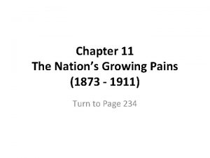 Chapter 11 The Nations Growing Pains 1873 1911