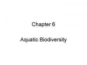 Chapter 6 Aquatic Biodiversity AQUATIC ENVIRONMENTS Saltwater and
