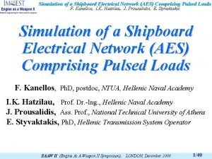 Simulation of a Shipboard Electrical Network AES Comprising