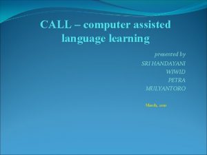 CALL computer assisted language learning presented by SRI