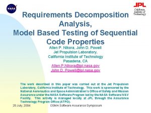 Requirements decomposition Requirements decomposition