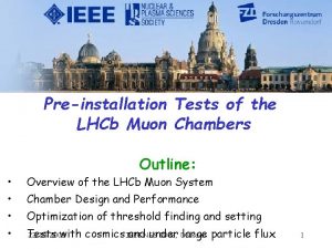 Preinstallation Tests of the LHCb Muon Chambers Outline