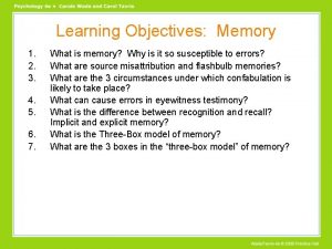 Three box model of memory