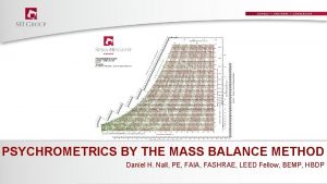 PSYCHROMETRICS BY THE MASS BALANCE METHOD Daniel H