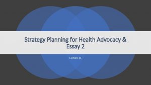Health advocacy essay