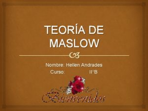 TEORA DE MASLOW Nombre Hellen Andrades Curso IIB