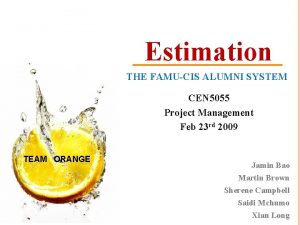 Estimation THE FAMUCIS ALUMNI SYSTEM CEN 5055 Project