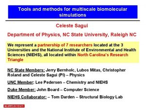 Tools and methods for multiscale biomolecular simulations Celeste