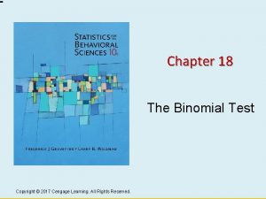 Chapter 18 The Binomial Test Copyright 2017 Cengage