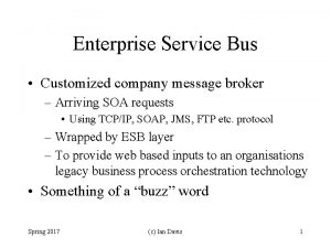 Enterprise Service Bus Customized company message broker Arriving