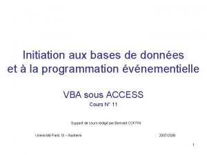 Initiation aux bases de donnes et la programmation