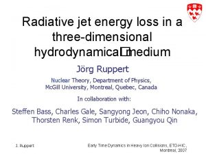 Radiative jet energy loss in a threedimensional hydrodynamica