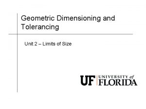 Geometric Dimensioning and Tolerancing Unit 2 Limits of