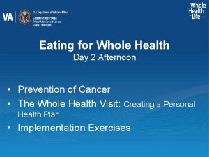 Eating for Whole Health Day 2 Afternoon Prevention