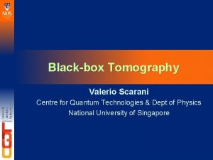 Blackbox Tomography Valerio Scarani Centre for Quantum Technologies