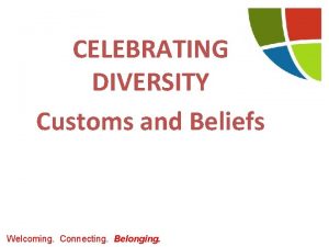 CELEBRATING DIVERSITY Customs and Beliefs Welcoming Connecting Belonging