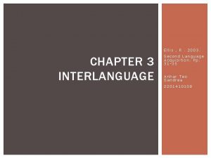 Ellis R 2003 CHAPTER 3 INTERLANGUAGE Second Language