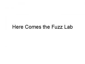 Here Comes the Fuzz Lab Here Comes the