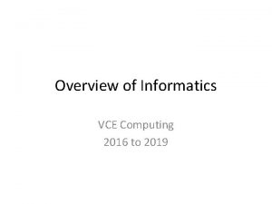 Informatics vce